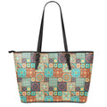 Vintage Floral Patchwork Pattern Print Leather Tote Bag With Zipper