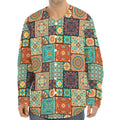 Vintage Floral Patchwork Pattern Print Long Sleeve Baseball Jersey