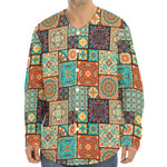 Vintage Floral Patchwork Pattern Print Long Sleeve Baseball Jersey