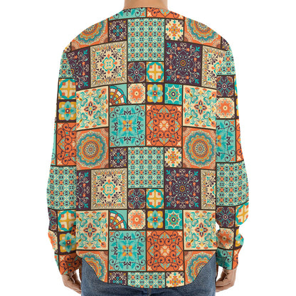 Vintage Floral Patchwork Pattern Print Long Sleeve Baseball Jersey