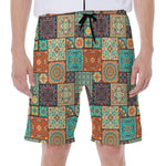 Vintage Floral Patchwork Pattern Print Men's Beach Shorts