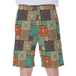 Vintage Floral Patchwork Pattern Print Men's Beach Shorts