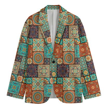 Vintage Floral Patchwork Pattern Print Men's Blazer