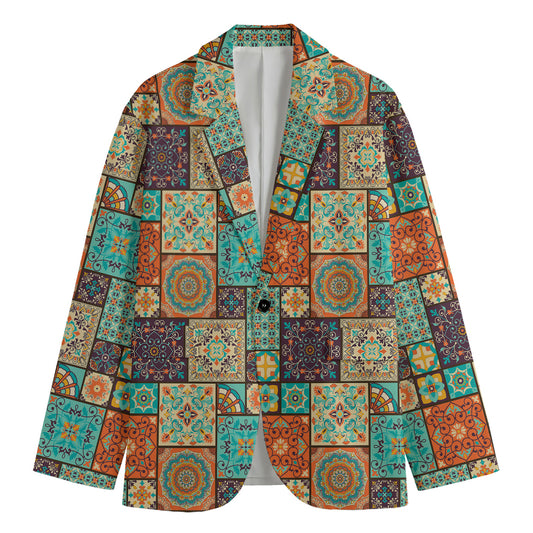 Vintage Floral Patchwork Pattern Print Men's Blazer