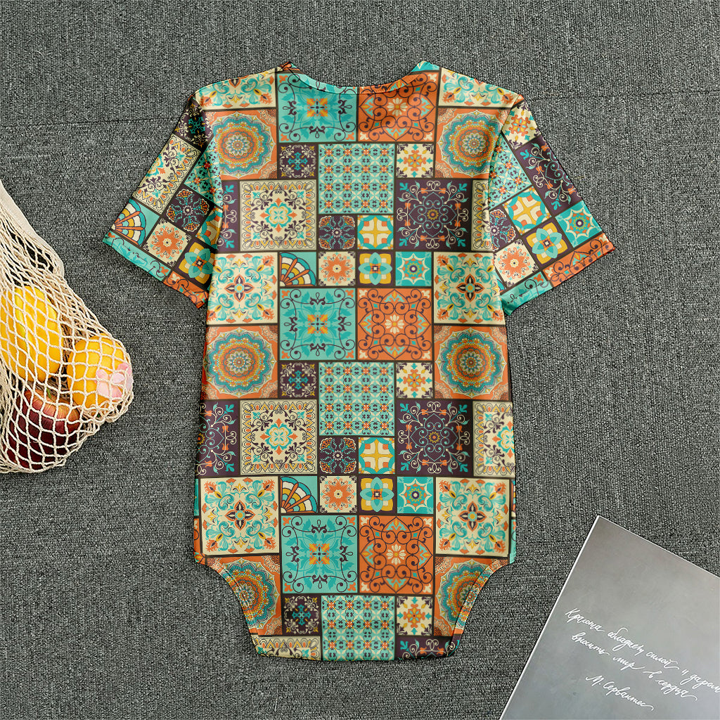 Vintage Floral Patchwork Pattern Print Men's Bodysuit