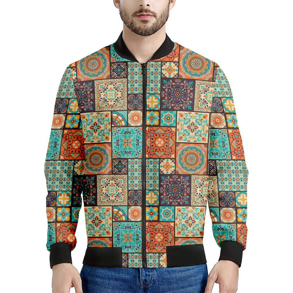 Vintage Floral Patchwork Pattern Print Men's Bomber Jacket