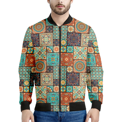 Vintage Floral Patchwork Pattern Print Men's Bomber Jacket