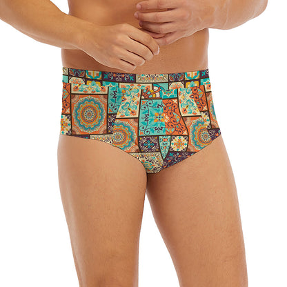 Vintage Floral Patchwork Pattern Print Men's Briefs