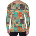 Vintage Floral Patchwork Pattern Print Men's Long Sleeve T-Shirt