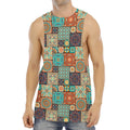 Vintage Floral Patchwork Pattern Print Men's Muscle Tank Top