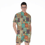 Vintage Floral Patchwork Pattern Print Men's Rompers