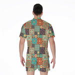 Vintage Floral Patchwork Pattern Print Men's Rompers