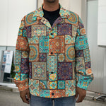 Vintage Floral Patchwork Pattern Print Men's Shirt Jacket