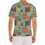 Vintage Floral Patchwork Pattern Print Men's Short Sleeve Rash Guard