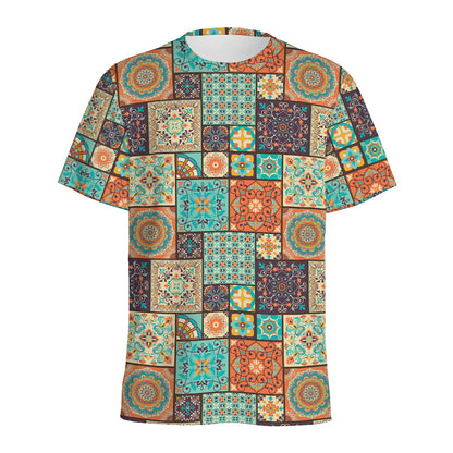 Vintage Floral Patchwork Pattern Print Men's Sports T-Shirt
