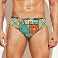 Vintage Floral Patchwork Pattern Print Men's Swim Briefs
