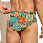 Vintage Floral Patchwork Pattern Print Men's Swim Briefs
