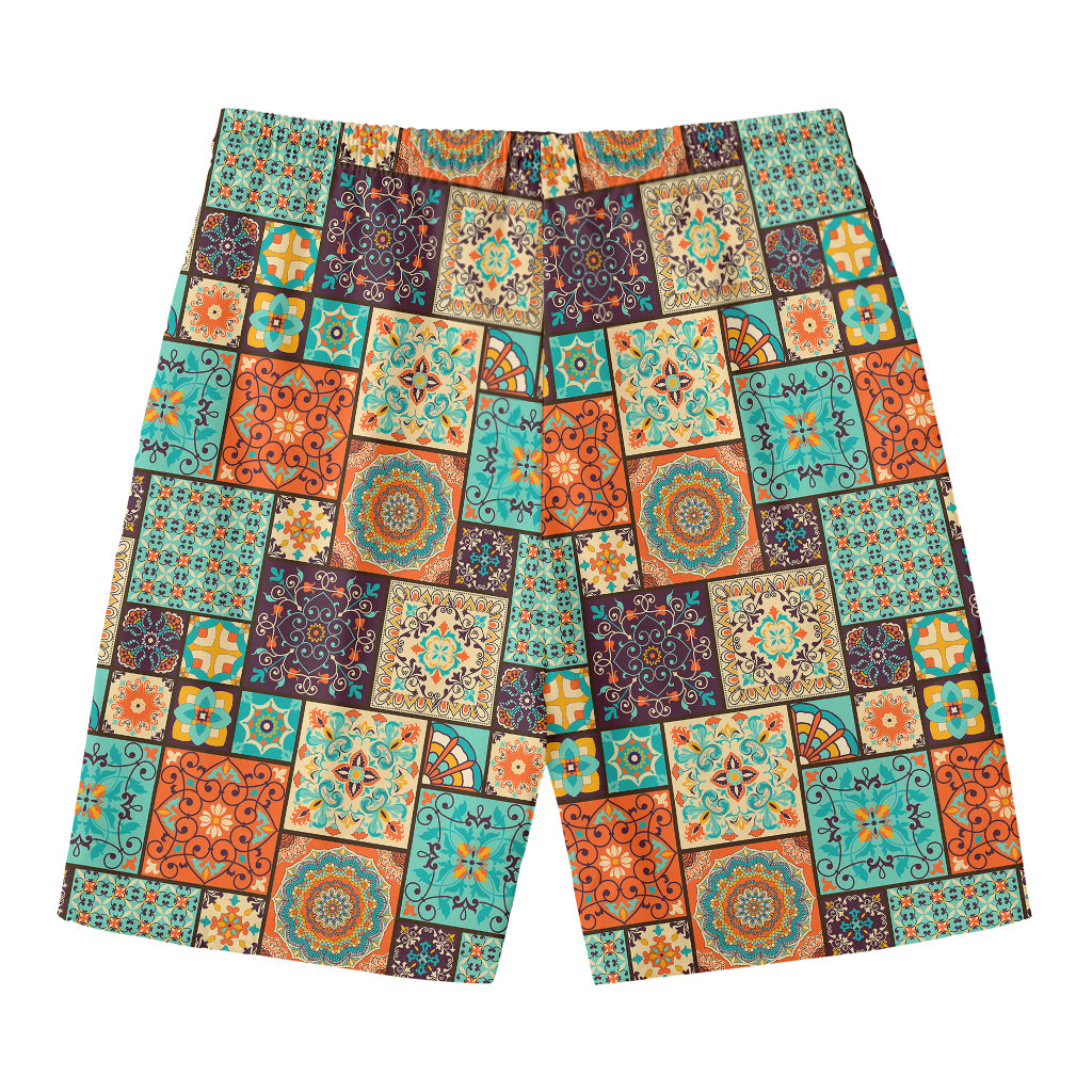 Vintage Floral Patchwork Pattern Print Men's Swim Trunks