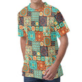 Vintage Floral Patchwork Pattern Print Men's Velvet T-Shirt