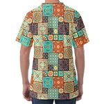 Vintage Floral Patchwork Pattern Print Men's Velvet T-Shirt