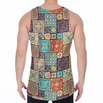 Vintage Floral Patchwork Pattern Print Men's Velvet Tank Top