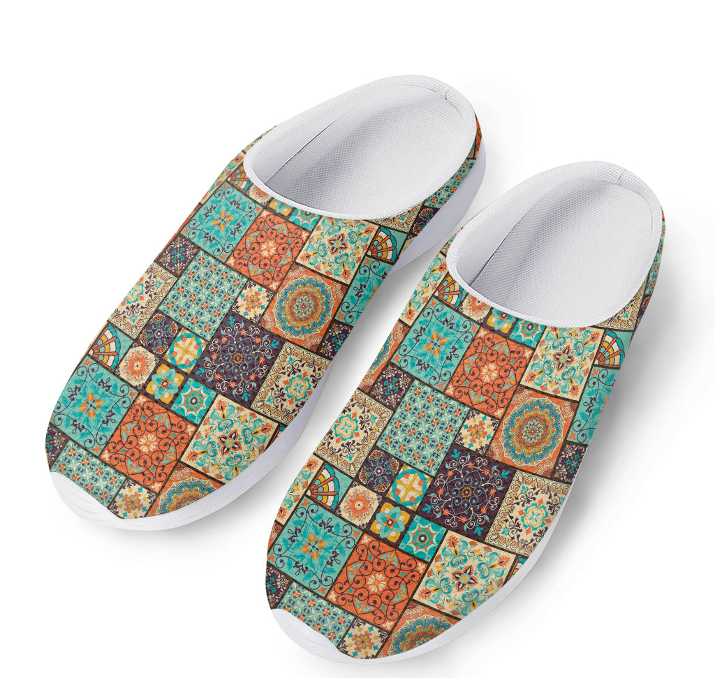 Vintage Floral Patchwork Pattern Print Mesh Casual Shoes