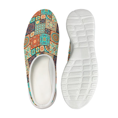Vintage Floral Patchwork Pattern Print Mesh Casual Shoes