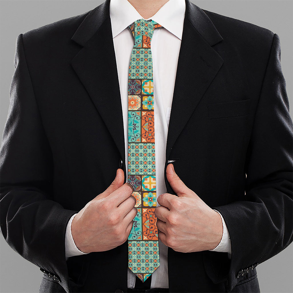 Vintage Floral Patchwork Pattern Print Necktie