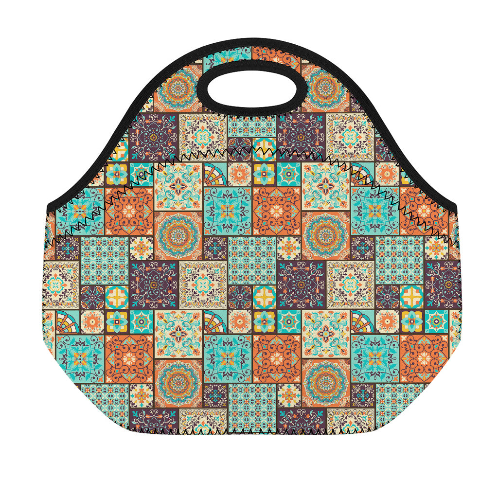 Vintage Floral Patchwork Pattern Print Neoprene Lunch Bag