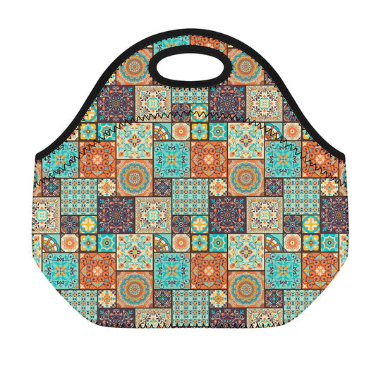 Vintage Floral Patchwork Pattern Print Neoprene Lunch Bag