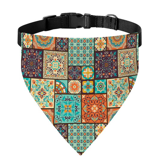 Vintage Floral Patchwork Pattern Print Over The Collar Dog Bandana
