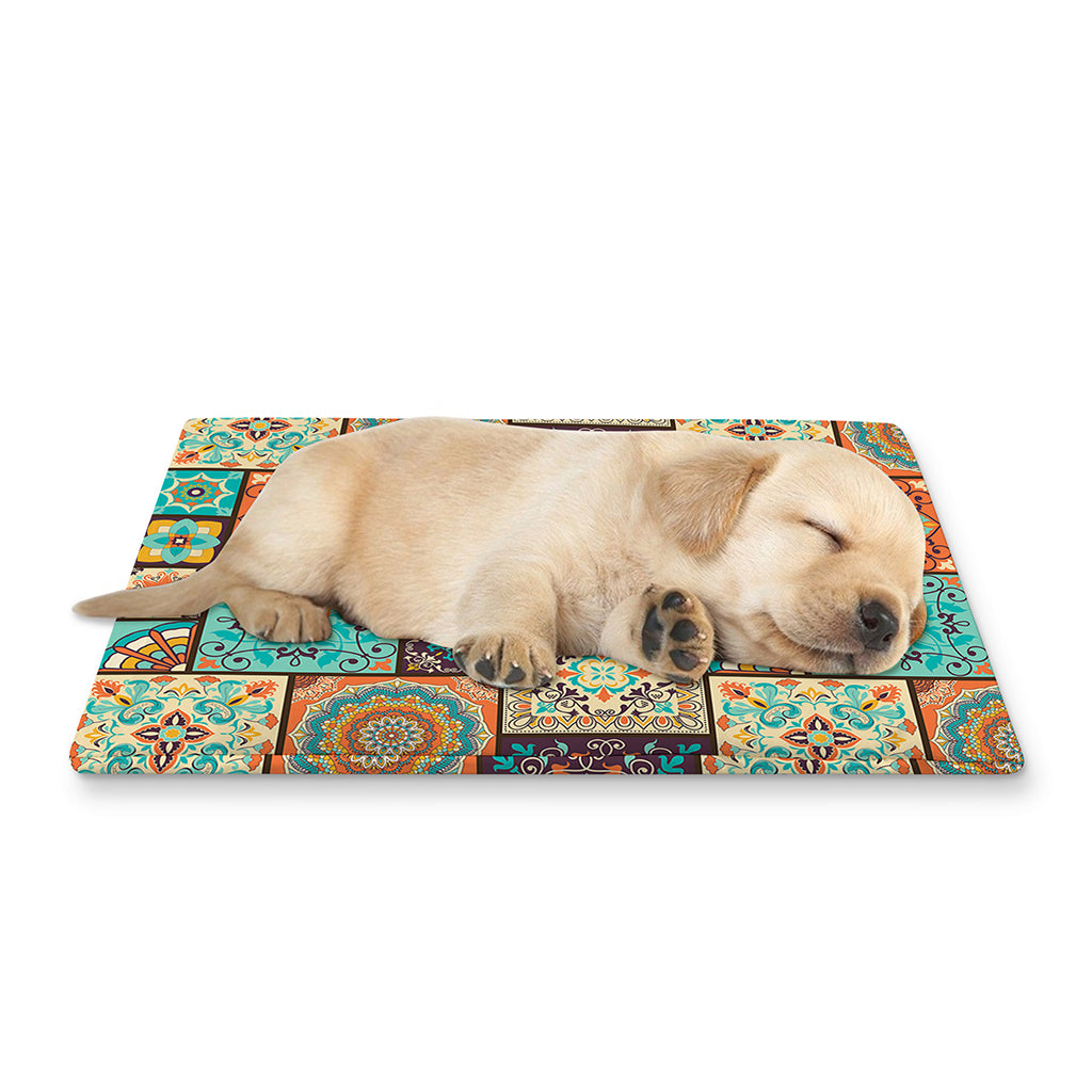 Vintage Floral Patchwork Pattern Print Pet Cooling Mat Cover
