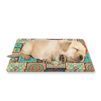 Vintage Floral Patchwork Pattern Print Pet Cooling Mat Cover