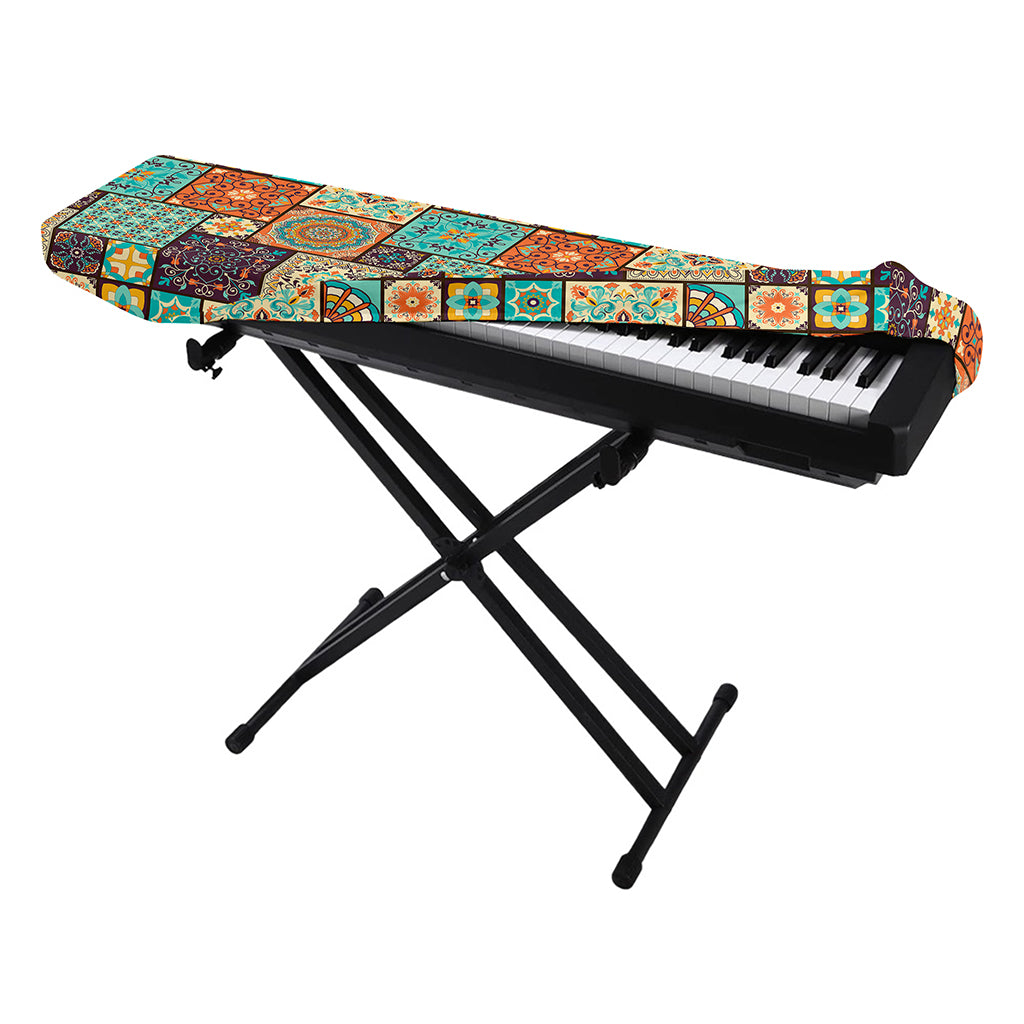 Vintage Floral Patchwork Pattern Print Piano Keyboard Cover