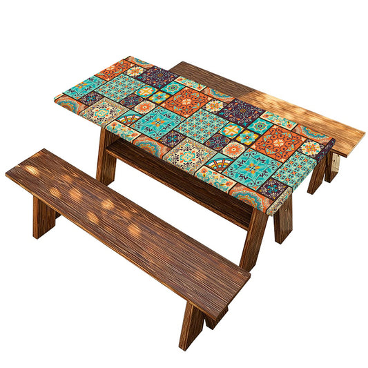 Vintage Floral Patchwork Pattern Print Picnic Table Cover