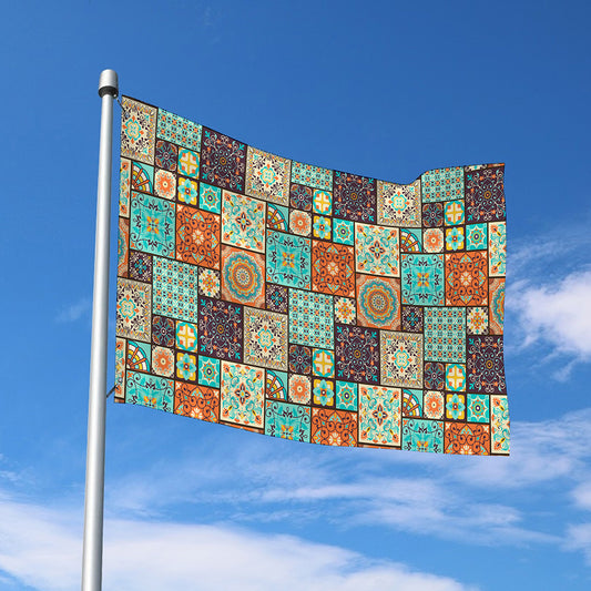 Vintage Floral Patchwork Pattern Print Polyester Flag