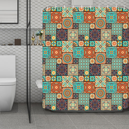 Vintage Floral Patchwork Pattern Print Polyester Shower Curtain