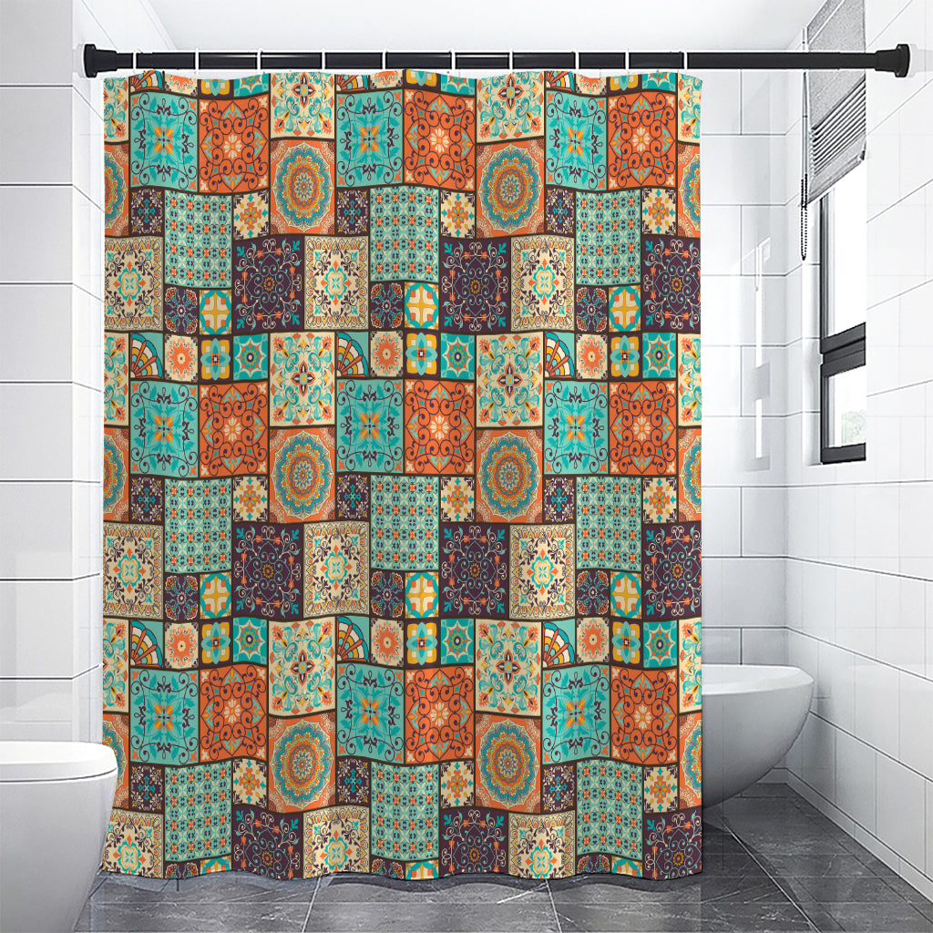 Vintage Floral Patchwork Pattern Print Premium Shower Curtain