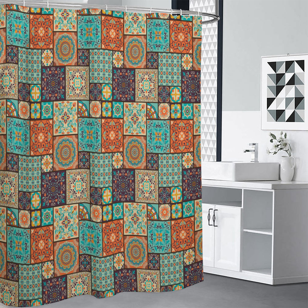 Vintage Floral Patchwork Pattern Print Premium Shower Curtain