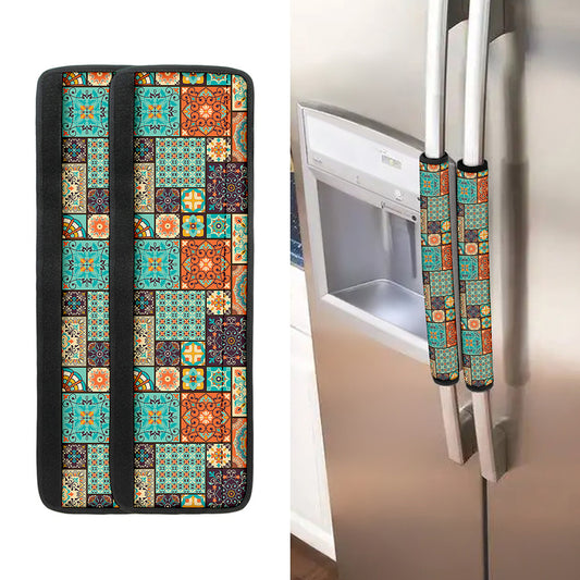 Vintage Floral Patchwork Pattern Print Refrigerator Handle Covers