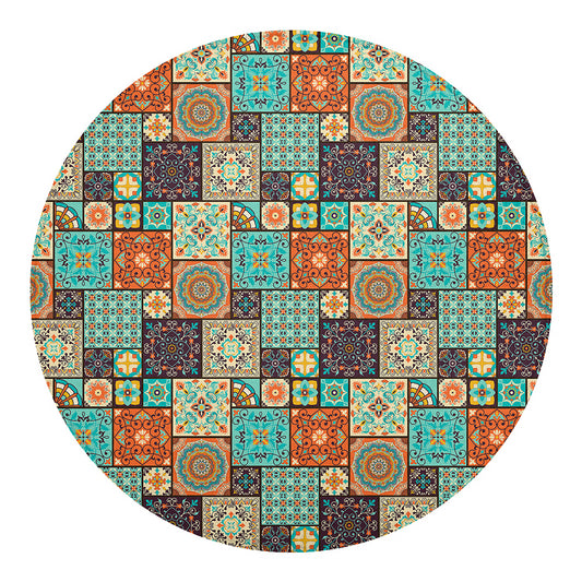 Vintage Floral Patchwork Pattern Print Round Blanket