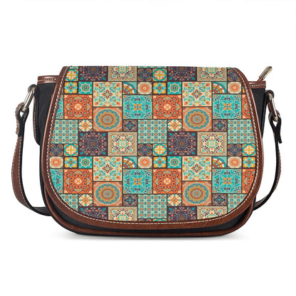 Vintage Floral Patchwork Pattern Print Saddle Bag