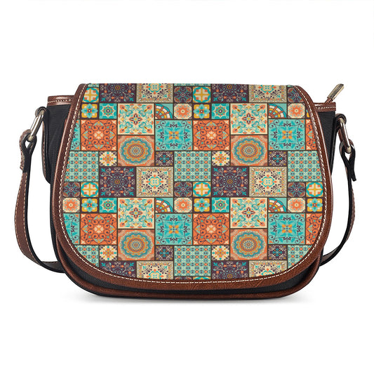 Vintage Floral Patchwork Pattern Print Saddle Bag
