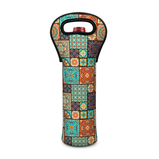 Vintage Floral Patchwork Pattern Print Single Neoprene Wine Tote