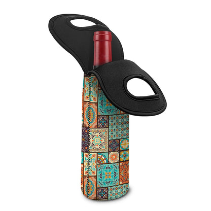 Vintage Floral Patchwork Pattern Print Single Neoprene Wine Tote