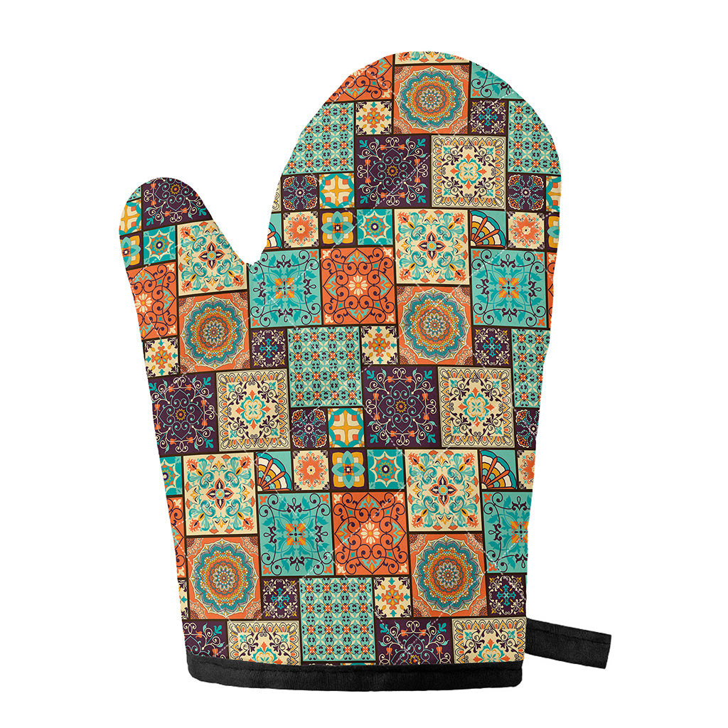 Vintage Floral Patchwork Pattern Print Single Oven Mitt