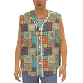 Vintage Floral Patchwork Pattern Print Sleeveless Baseball Jersey