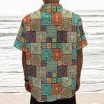 Vintage Floral Patchwork Pattern Print Textured Short Sleeve Shirt