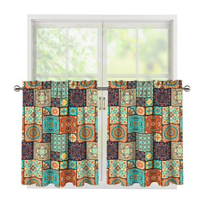 Vintage Floral Patchwork Pattern Print Tier Curtains