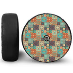 Vintage Floral Patchwork Pattern Print Tire Cover With Camera Hole